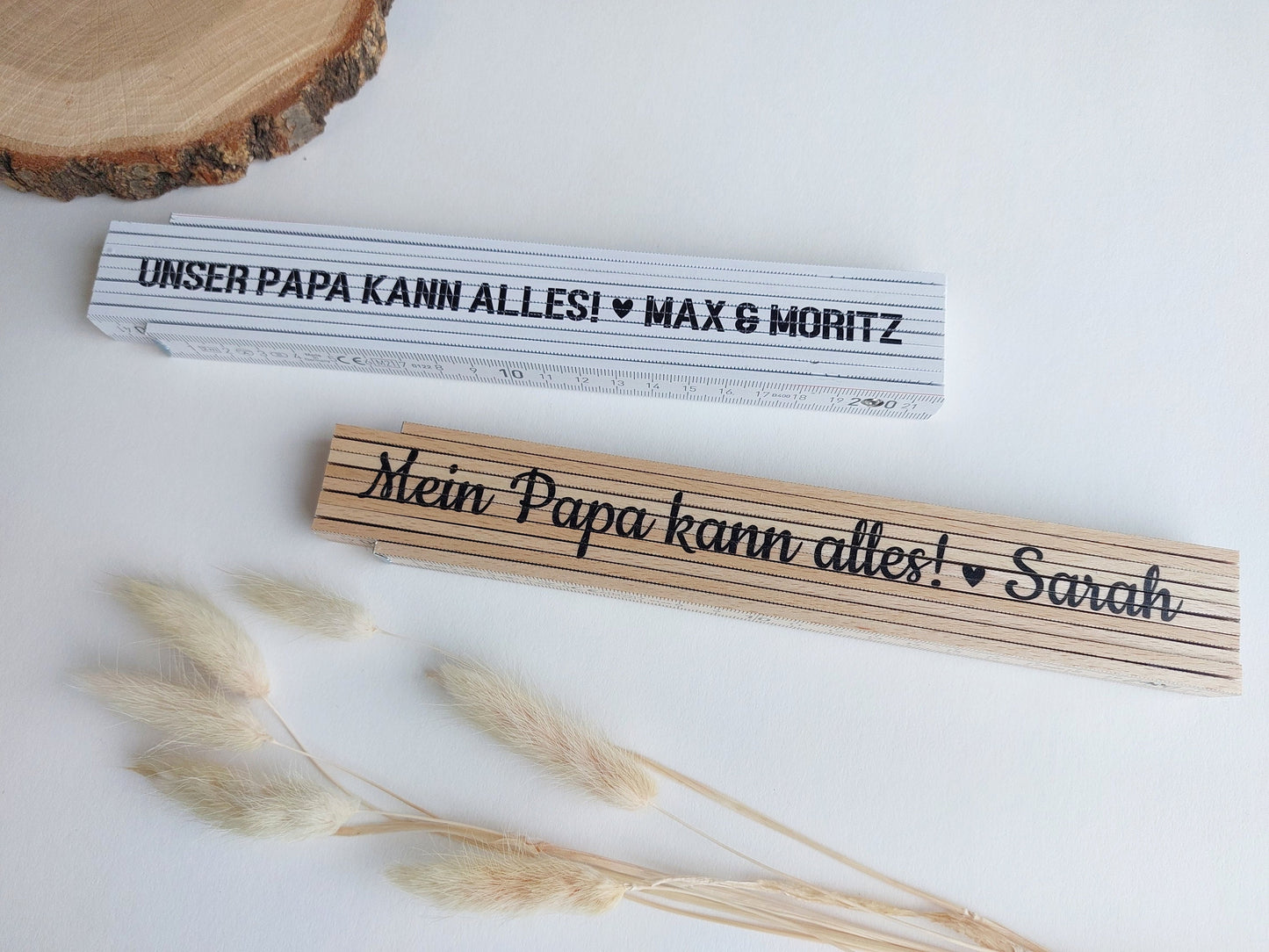 Mein Papa kann alles! <3 mit Namen - Meterstab - 10 vers. Schrift Designs Meterstab Zollstock personalisiert Name Handwerker Werkzeug Symbol