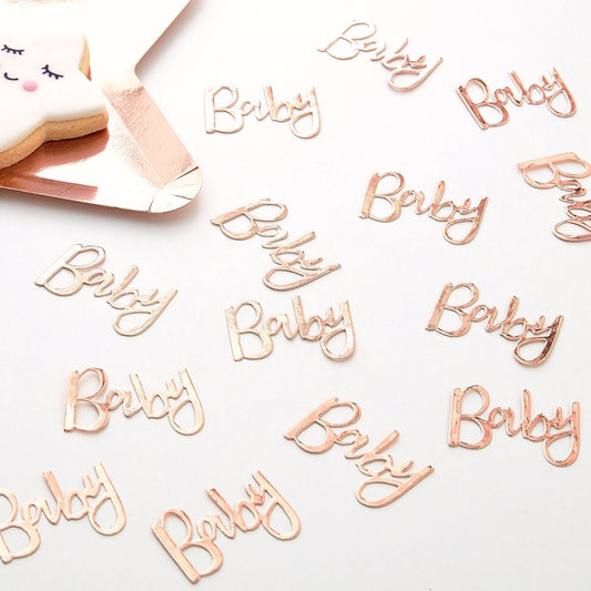 Konfetti "Baby" - Roségold - 14 g | Baby Tischdekoration Schrift Konfetti "Baby" | Babyparty-Konfetti |Baby Newborn Party 14g